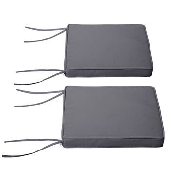 Outsunny - Juego de 2 cojines para sillas de jardín, cojines para sillas de exterior, relleno de 5 cm, tela de poliéster. 45L x 45L cm gris oscuro