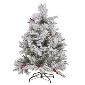 Árbol De Navidad Verde Material Sintético 120 Cm Efecto Nieve Planta Artificial Decoración Hogar Masala