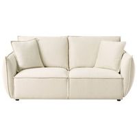 sofa 3 plazas de tela asiento bajo profundo ancho respaldo acolchado acogedor moderno beige claro kunes