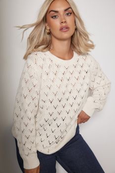 Yours Jersey Marfil De Punto De Rombos Con Calados, Mujer Curvy Y Tallas Grandes, Yours