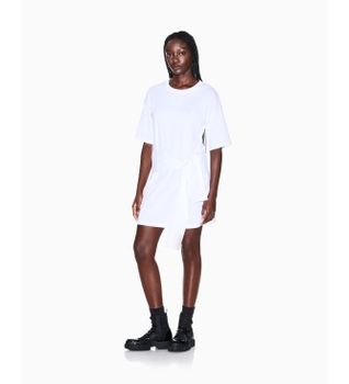 A|X Armani Exchange para mujer. XW002085AF10356U0002 Vestido Camisero blanco (S), Casual, Algodón, Manga corta