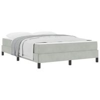 cama matrimonial  cama para adulto  cama tipo box spring con colchon gris claro 140 x 190 cm tela