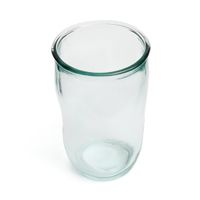vaso de vidrio reciclado en azul 8x8x13 cm