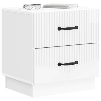 Pack 2 Uds Mesita De Noche | Armario De Noche | Mesa De Noche Con Cajón Brillante 43 X 34,5 X 44,5 Cm