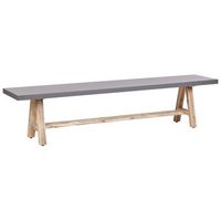 banco de jardin moderno de cemento 200 cm base de madera de acacia estilo industrial gris madera clara tonnare
