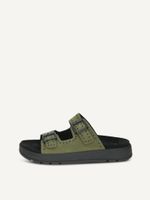 caprice mule khaki made of leather without heel size 38