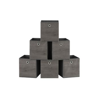 Caja Almacenaje con Asa Organizadora de Tela Oxford y Tela no Tejida Ajustable Plegable, Gris Nublado / 26 x 26 x 28 cm