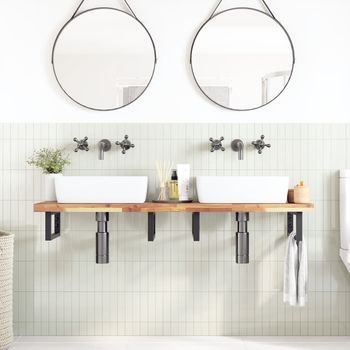 Encimera Tocador De Baño Madera Acacia Sin Tratar 160x40x4cm