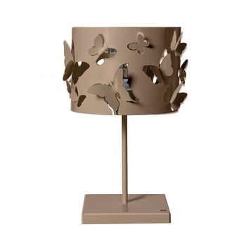 Lámpara De Mesa Farfallosa 20x20x37,2 Cm De Hierro Perforado Con Mariposas En Relieve Efecto De Luz Decorativa Casquillo E27 Made In Italy Beige