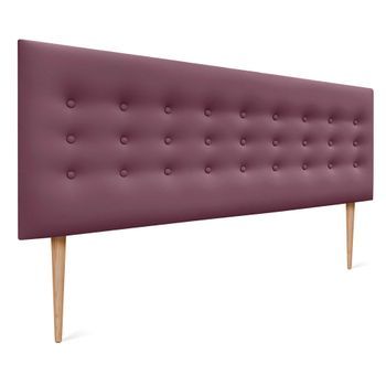 Dhome Cabecero De Polipiel Con 3 Hileras De Botones Y Patas Cabezal Tapizado Cama Lujo (vino Tinto, 150cm)