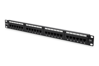 cat 6 class e patch panel unshielded 24-port rj45 8p8c lsa 1u rack mount color black ral 9005