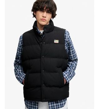 Superdry para hombre. M5012426A Chaleco con capucha NON Everest negra (L), Negro, Casual, Outdoor, Nylon reciclado