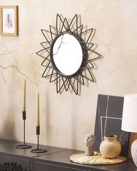 Espejo de pared de ratán negro 61x61