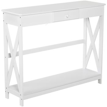 HOMCOM Mesa de Consola Clásica con 1 cajón y 1 Estante de Almacenaje para la Entrada el Pasillo o como Auxiliar en Salones 100x30x81cm   Aosom España