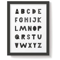 snuz alphabet nursery print - monochrome