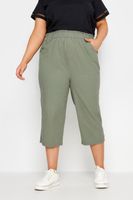 yours pantalon capri caqui de algodon fresco mujer curvy y tallas grandes yours