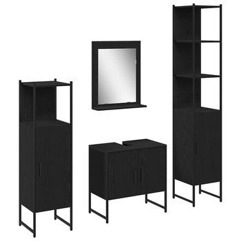 Juego De Muebles De Baño 4 Uds. Negro 33 X 33 X 185,5 Cm Vidaxl