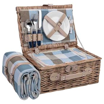 Cesta de picnic 2 servicios marrón 38x26x18 cm