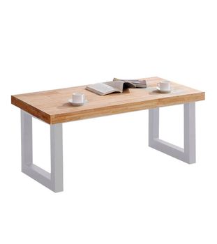 Mesa de centro elevable con patas metal y sobre madera 120x60x48