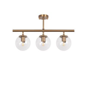 Lámpara De Techo Atmaca-10265 Oro Cobrizo Metal Vidrio 60x15x40 Cm