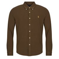 polo ralph lauren camisa manga larga camisa ajustada con cuello abotonado en polo featherweight para hombre