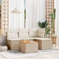 conjunto de sofas jardin con cojines 5 uds  mueble jardin mesa y sillas ratan sintetico beige cfw724382