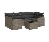 vidaxl set de sofas de jardin 7 piezas con cojines ratan pe gris