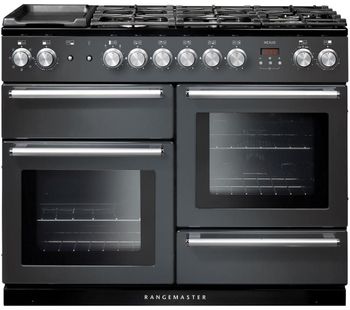 Rangemaster Nexus NEX110DFFSL/C 110 cm Dual Fuel Range Cooker - Slate & Chrome, Red