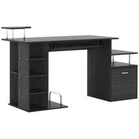 escritorio para ordenador con estantes abiertos de mdf y metal r 152 x 60 x 88 cm r negro