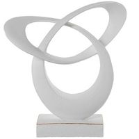 figura abstracta ceramica 46cm blancooro acabado arena