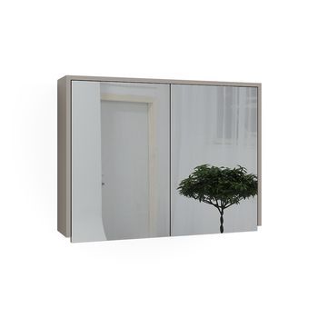 Armario Con Espejo Para Baño J-shape 80 X 60 Cm Con 2 Compartimentos Cerrados Vicco