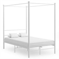 estructura de cama con dosel sin colchon metal blanco 140x200cm vidaxl