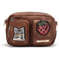 nicole lee bandolera bolso cruzado con multiples parches marron para mujer