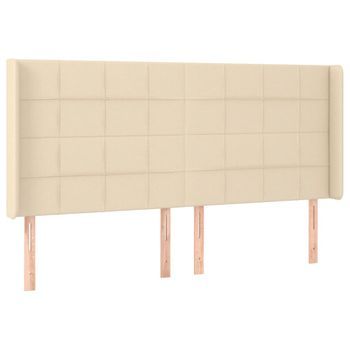 Cabecero Cama Mueble De Dormitorio Con Led De Tela 203 X 16 X 118/128 Cm Crema M02_0000528