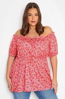 limited collection top bardot rosa de pequenas flores mujer curvy y tallas grandes limited collection