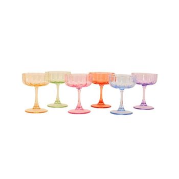 Juego de 6 copas de vidrio de colores 10x13cm