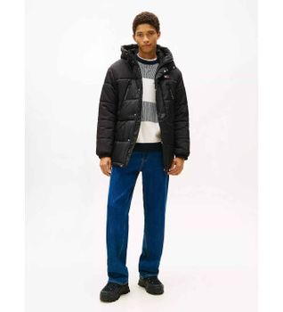 Tommy Jeans para hombre. DM0DM22249 Abrigo Basic negro (XL), Casual, Poliéster