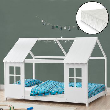 Cama Para Niños Tostedt Con Colchón 140x200 Cm - Blanco [en.casa]