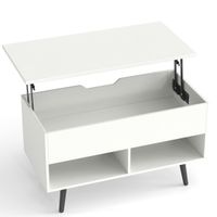 costway mesa de centro con superficie elevable compartimento oculto y 2 estantes para sala de estar oficina y sala de reuniones blanco
