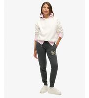 superdry para mujer w7011093a pantalon jogger ajustado con logotipo metalizado luxe gris xl casual algodon