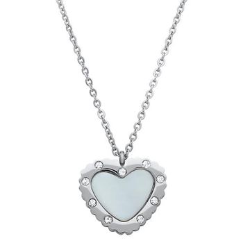 Cadena moderno de acero colgante corazón circonita