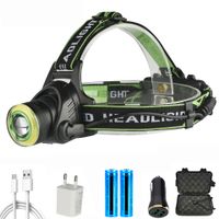 linterna frontal led d2 t6  cob con zoom bateria 18650 recargable por usb para cabeza de pesca linterna lampara luz impermeable