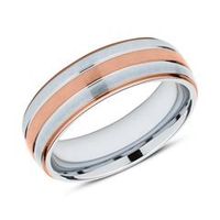 anillo de acero inoxidable parcialmente chapado en oro rosa grabable