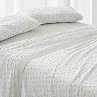 juego de sabanas burrito blanco cama de 90 cm franela floral color menta