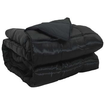 Edredón | Duvet De Todo El Año Negro 220 X 260 Cm Satén Y Microfibra