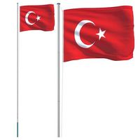 mastil y bandera de turquia aluminio 608 m vidaxl
