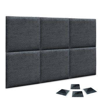Dhome Juego De 6 Paneles Tapizados De Tela De Lujo Pack Autoadhesivos Para Pared Acústicos Absorbentes Protección (silver Ebony, 60x40cm, X6)
