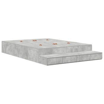 Cama Con Almacenamiento Con Cajón Gris Concreto 140 Cm Vidaxl