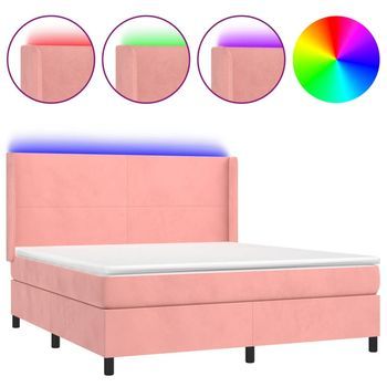 Cama Tapizada 203x163x128 Cm Terciopelo - Rosa