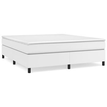 Cama Matrimonial | Cama Para Adultos | Estructura De Cama Box Spring Cuero Sintético Blanco 160x200 Cm
